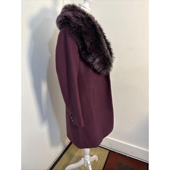 NWT White House Black Market Coat Womens Small Purple Removable Faux Fur Collar - Picture 7 of 16